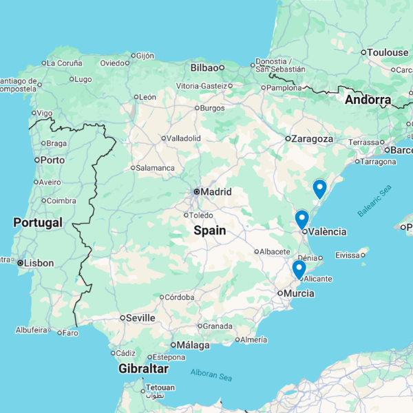 Map of Valencia region airports